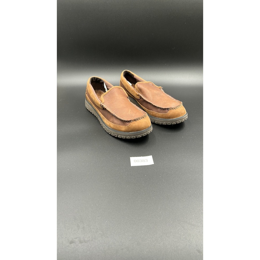 L.L. Bean Mens Wicked Good Leather Lodge Slip-On Shoes Brown 12